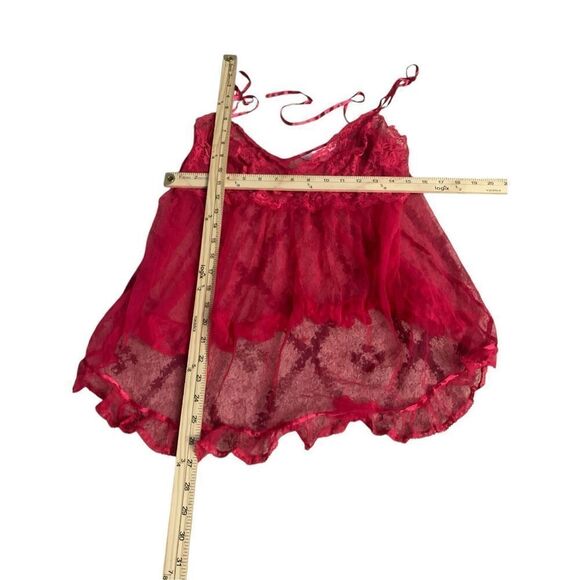 Beautiful Vintage VTG 90's Y2K Victoria’s Secret red baby doll Nightgown Sleep S - Picture 8 of 8
